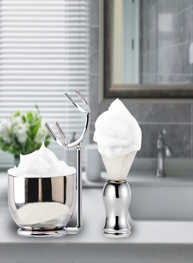 Grandslam Shaving Brush and Bowl Kit for Men, 3 in 1 Shaving Brush Set, Stainless Steel Shaving Bowl and Stand, Shaving Brush, Shaving Kit for Men, Silver - Image 3